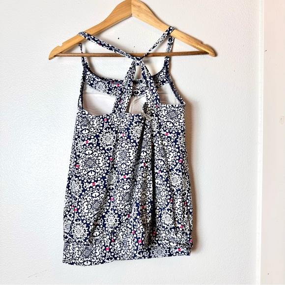 Lands’ End Patterned Blue White Tankini Swim sz 4 - Picture 2 of 10